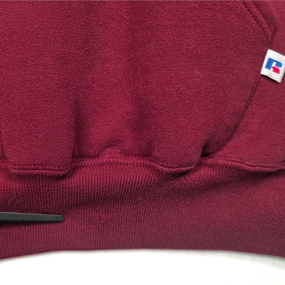 Vintage Russell Athletic Hoodie Mens XXL Maroon Pullover Fleece Blank Sweatshirt